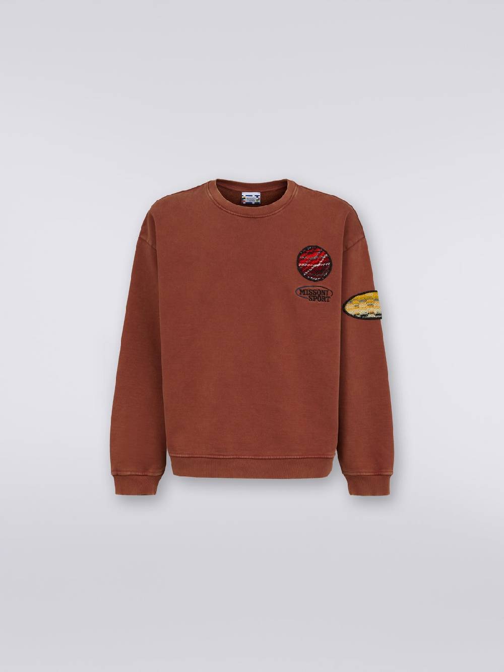 Missoni Pullover girocollo in felpa di cotone con inserto in maglia Esporta salva