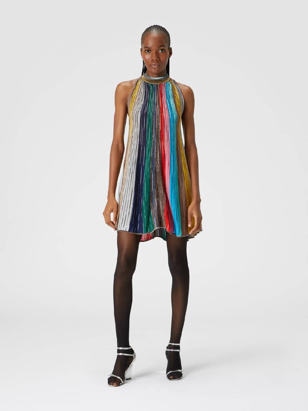 Missoni Mini-abito senza maniche in maglia plissée lamé Italia