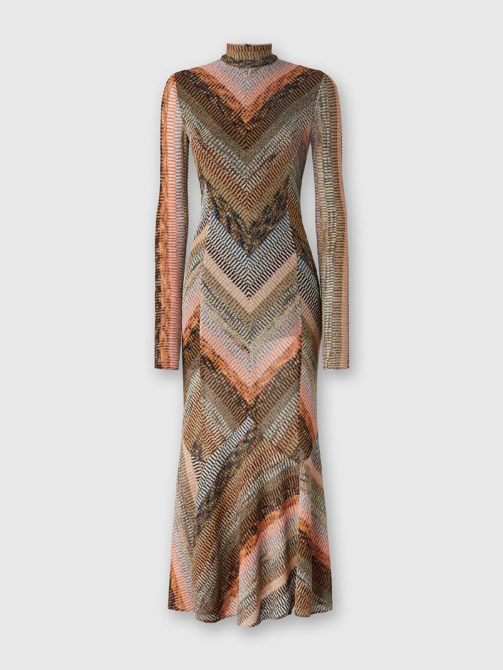 Missoni Abito lungo con fondo svasato e collo a lupetto con zip In Linea