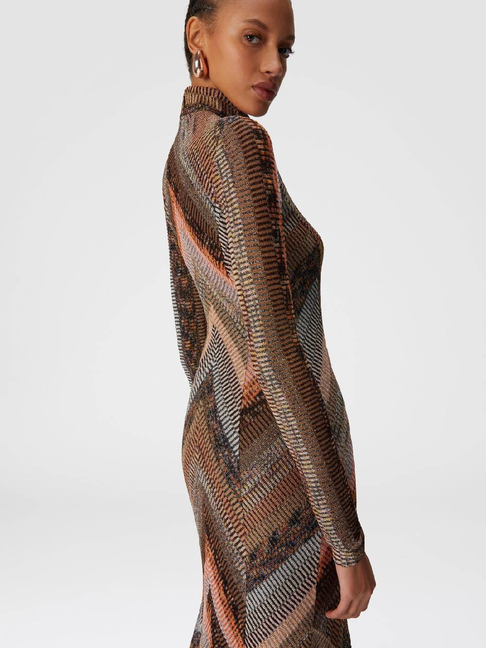 Missoni Abito lungo con fondo svasato e collo a lupetto con zip In Linea