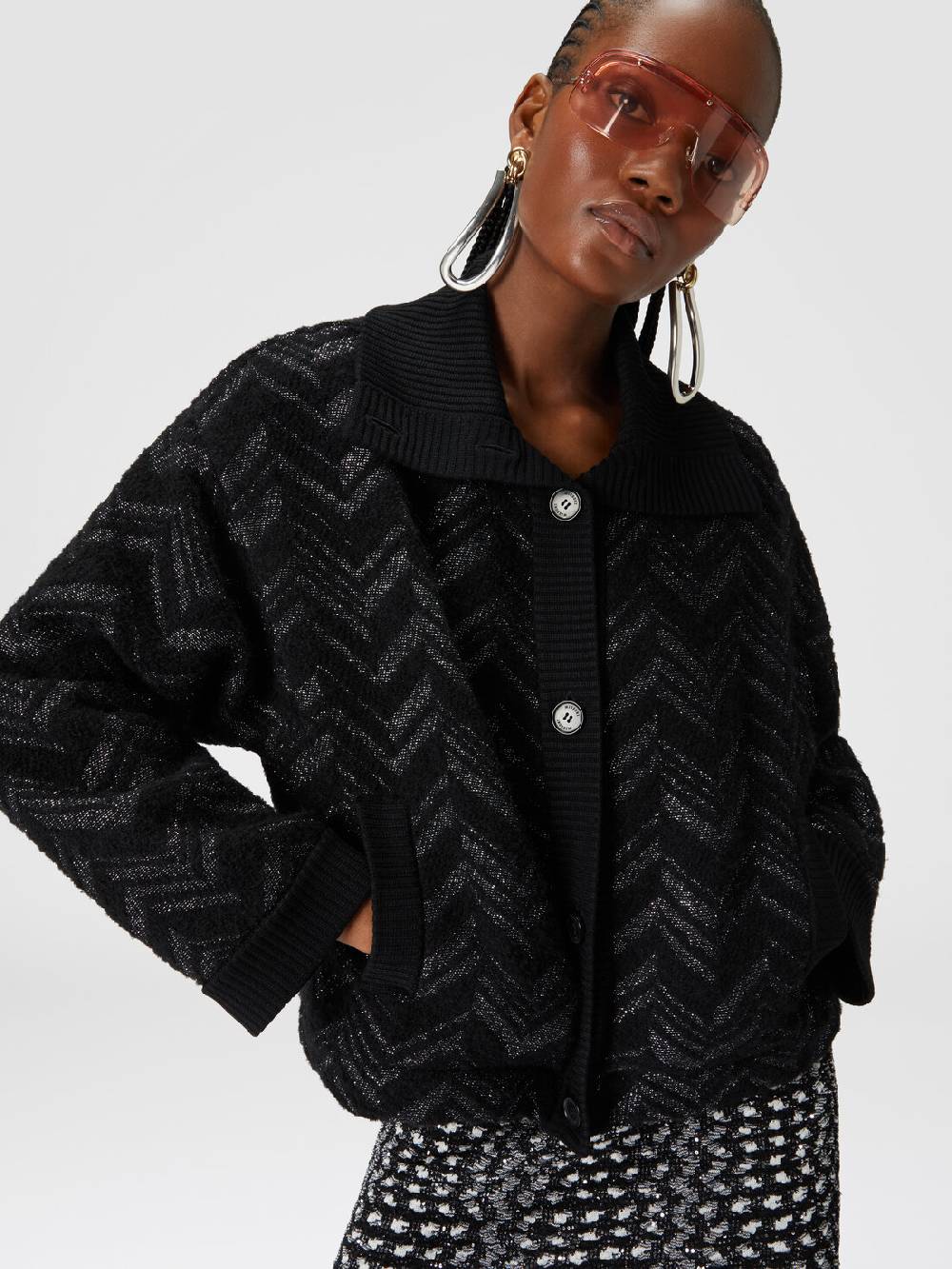 Missoni Giubbotto in maglia bouclé con chevron lamé Nuovo