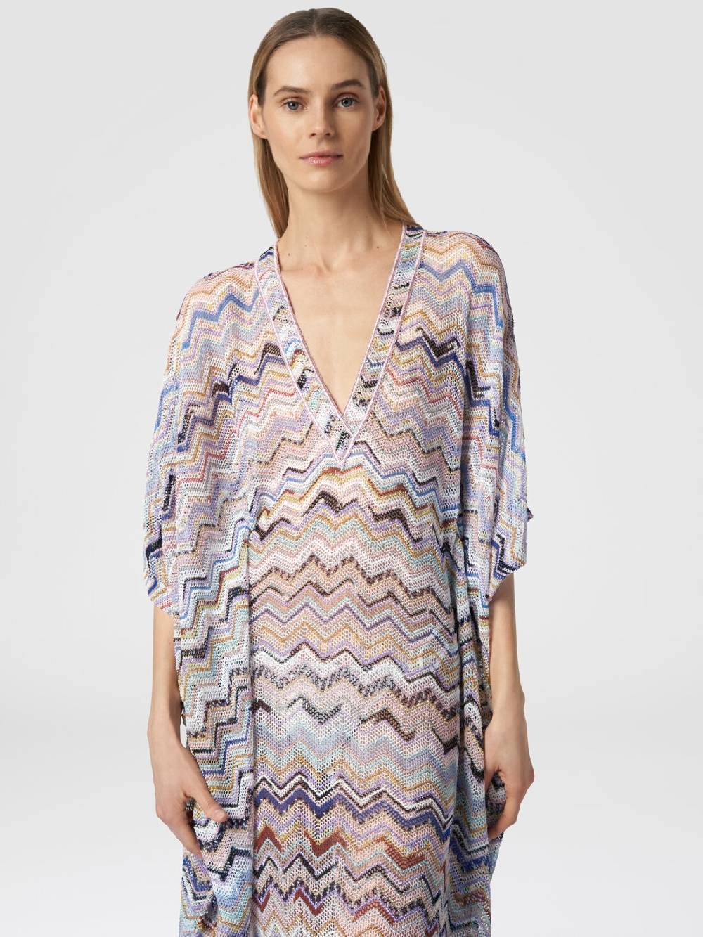 Missoni Caftano copricostume lungo in viscosa zig zag con lurex Promozione