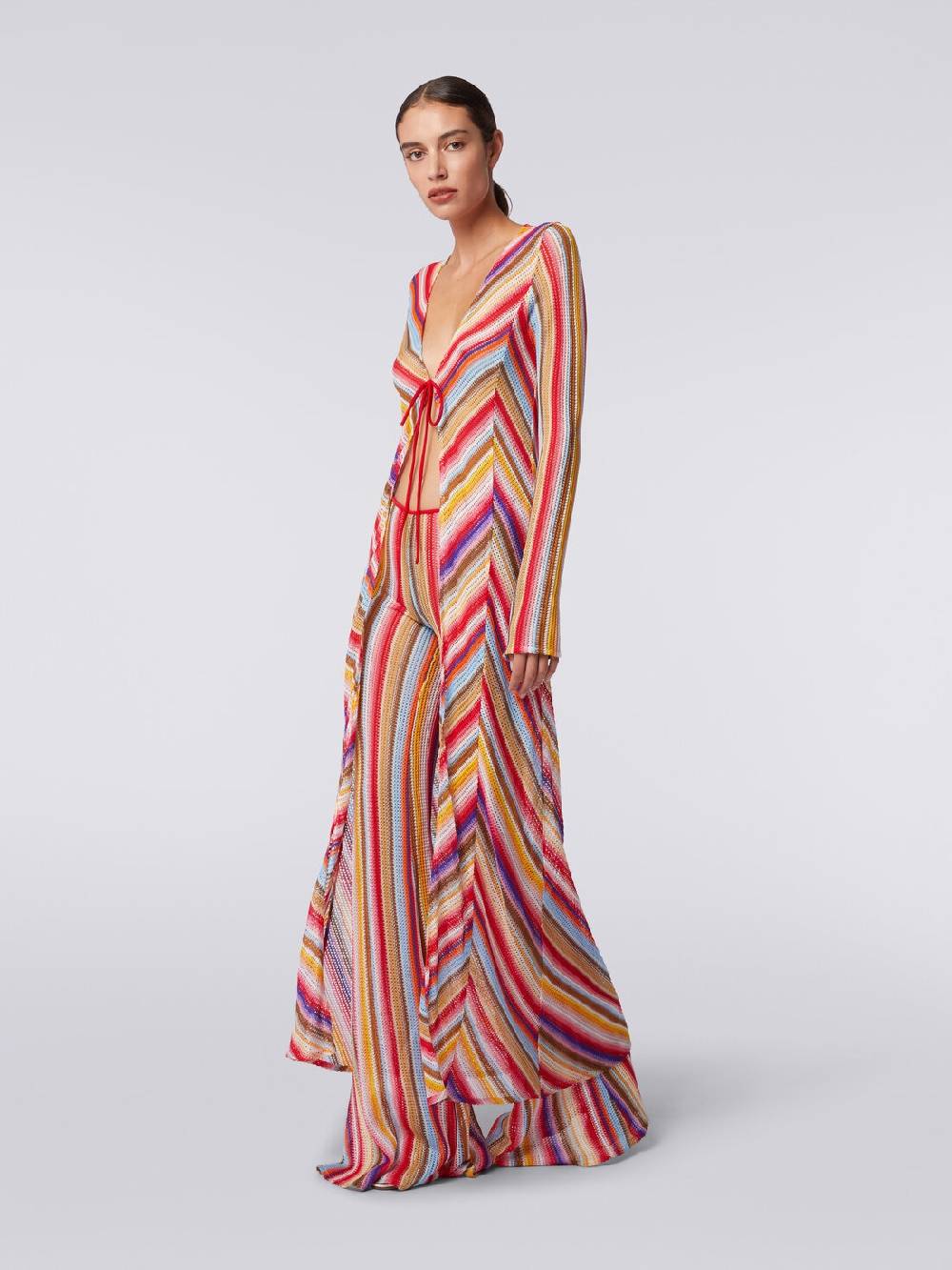 Missoni Cardigan copricostume lungo in crochet rigato Pezzi Unici