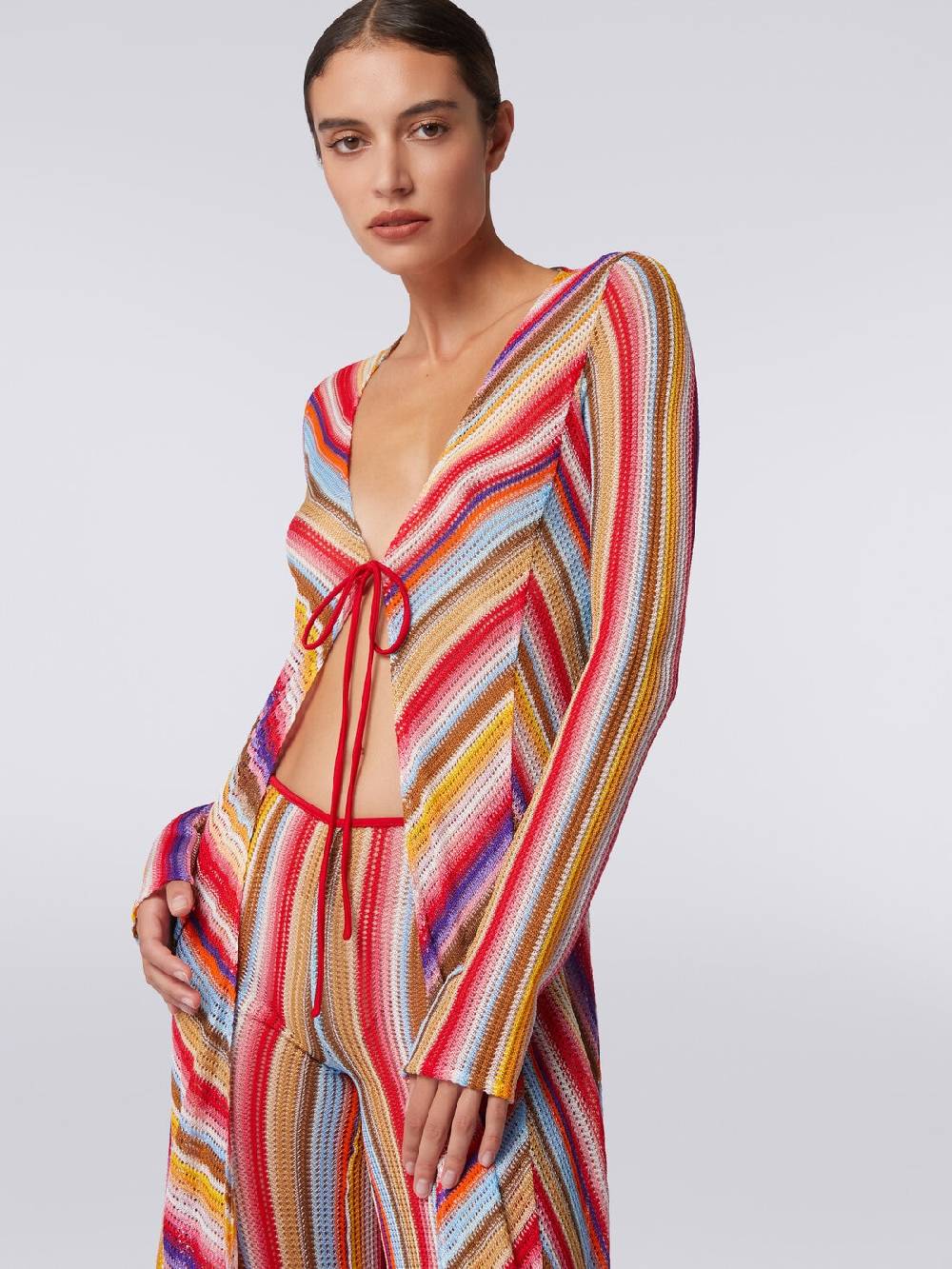Missoni Cardigan copricostume lungo in crochet rigato Pezzi Unici