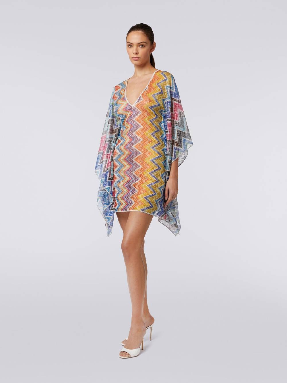 Missoni Caftano copricostume corto zig zag con lurex Consegna Veloce