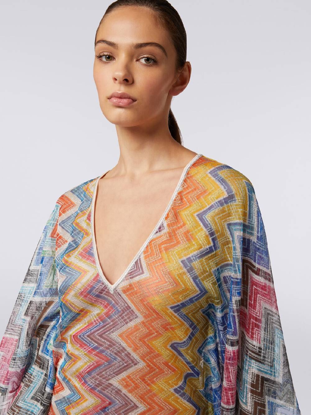 Missoni Caftano copricostume corto zig zag con lurex Consegna Veloce