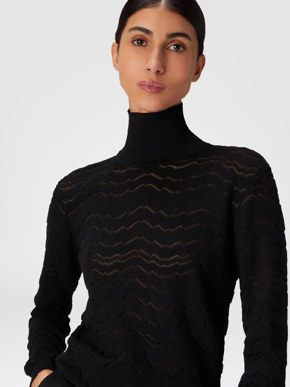 Missoni Lupetto in viscosa e lana con zig zag tono su tono Sottocosto