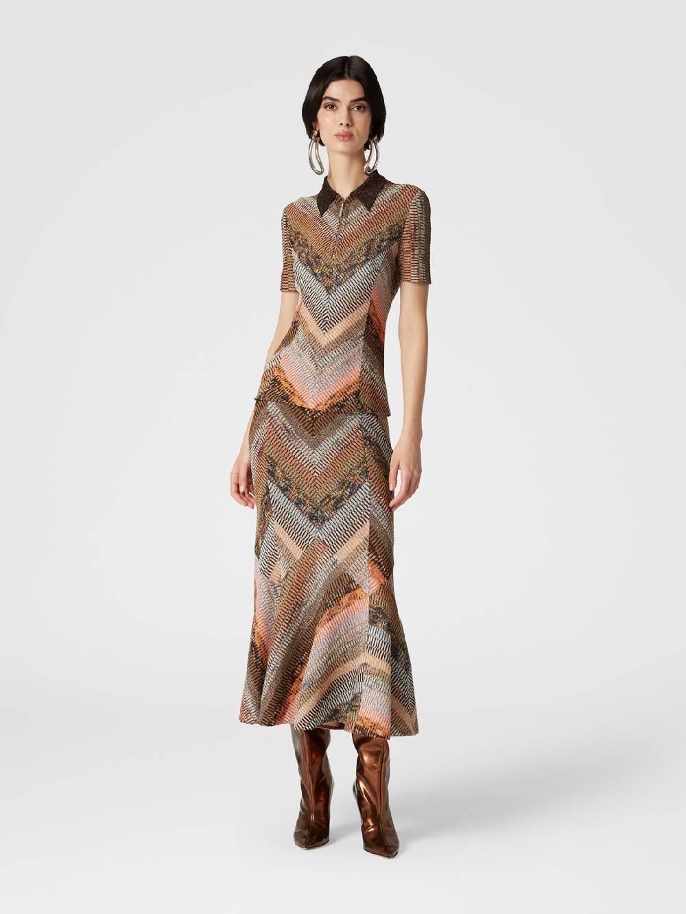 Missoni Gonna midi svasata lamé effetto patchwork Vendita Economica