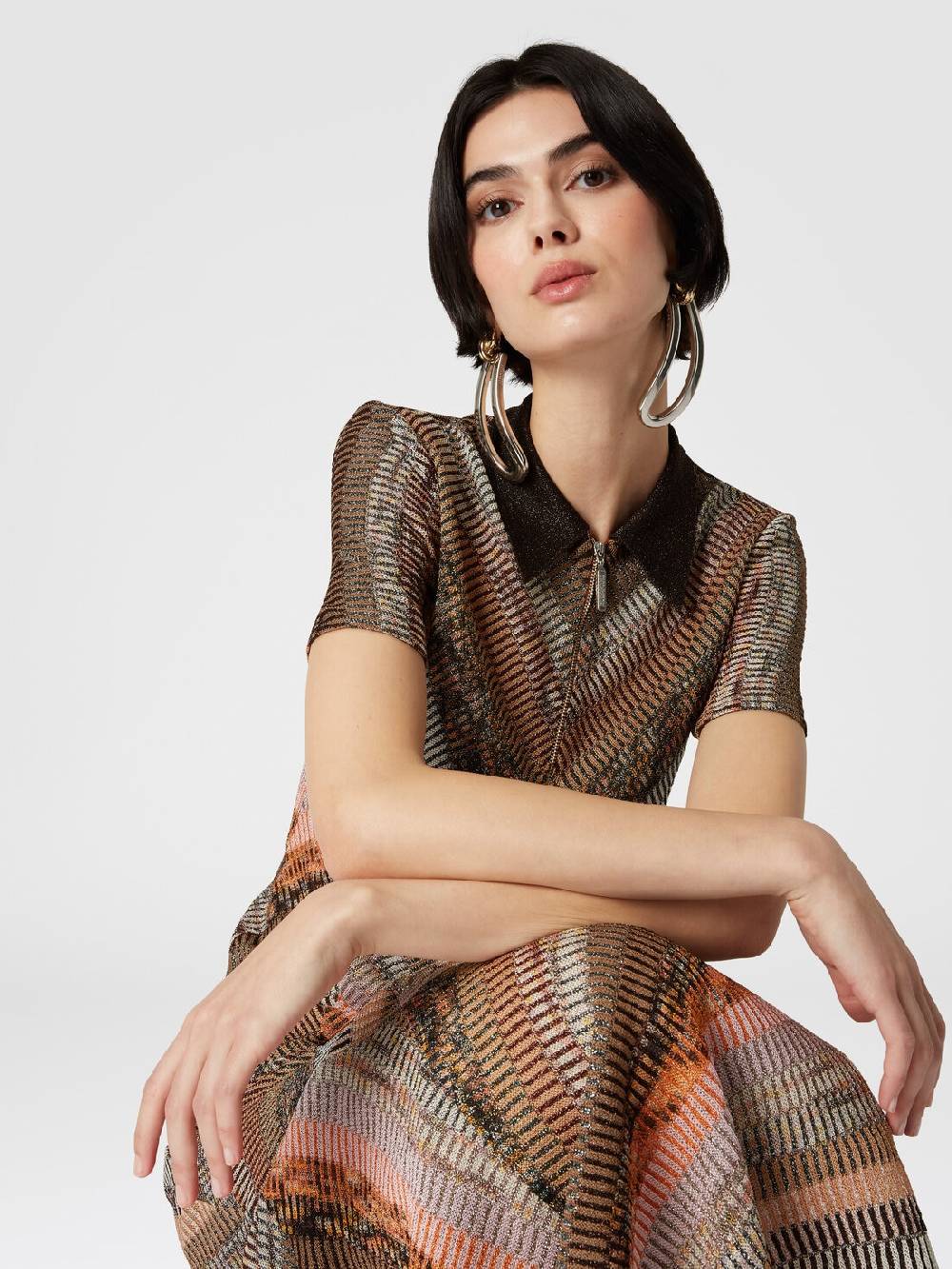 Missoni Gonna midi svasata lamé effetto patchwork Vendita Economica