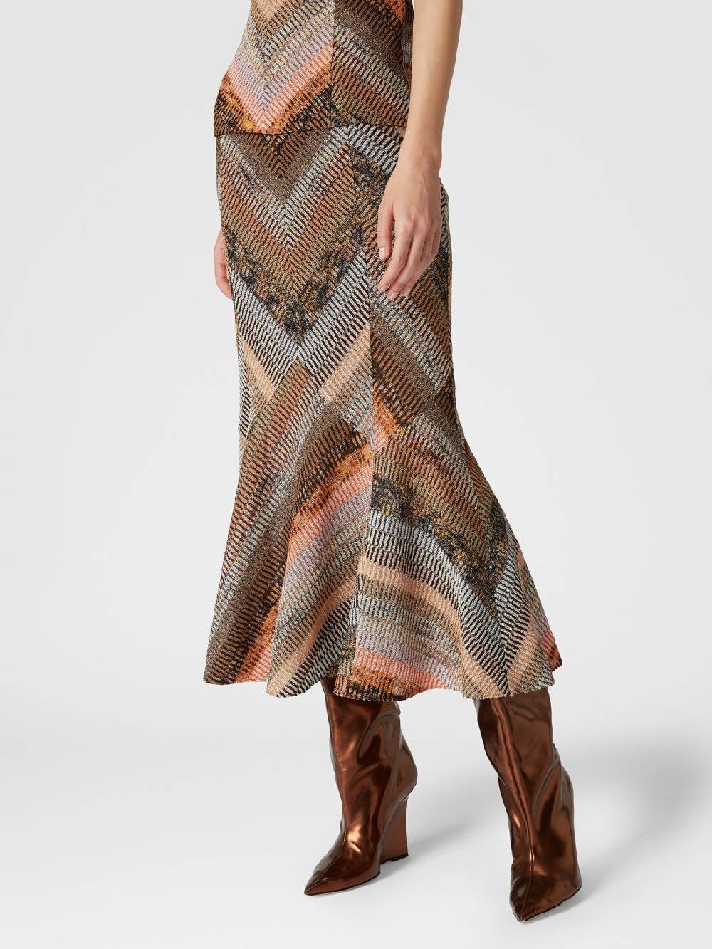 Missoni Gonna midi svasata lamé effetto patchwork Vendita Economica