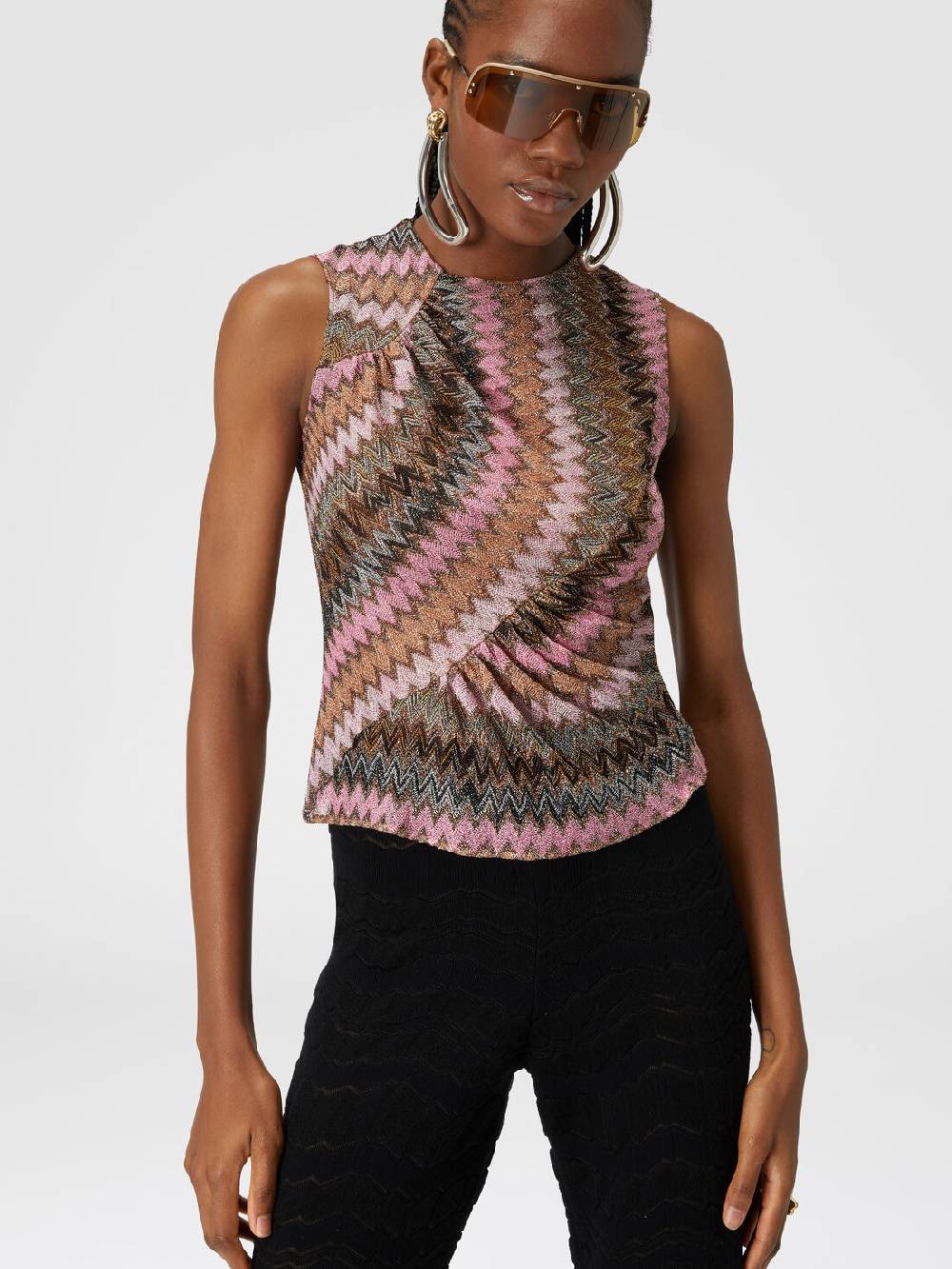 Missoni Top senza maniche in misto viscosa zig zag lamé Saldi Di Fabbrica