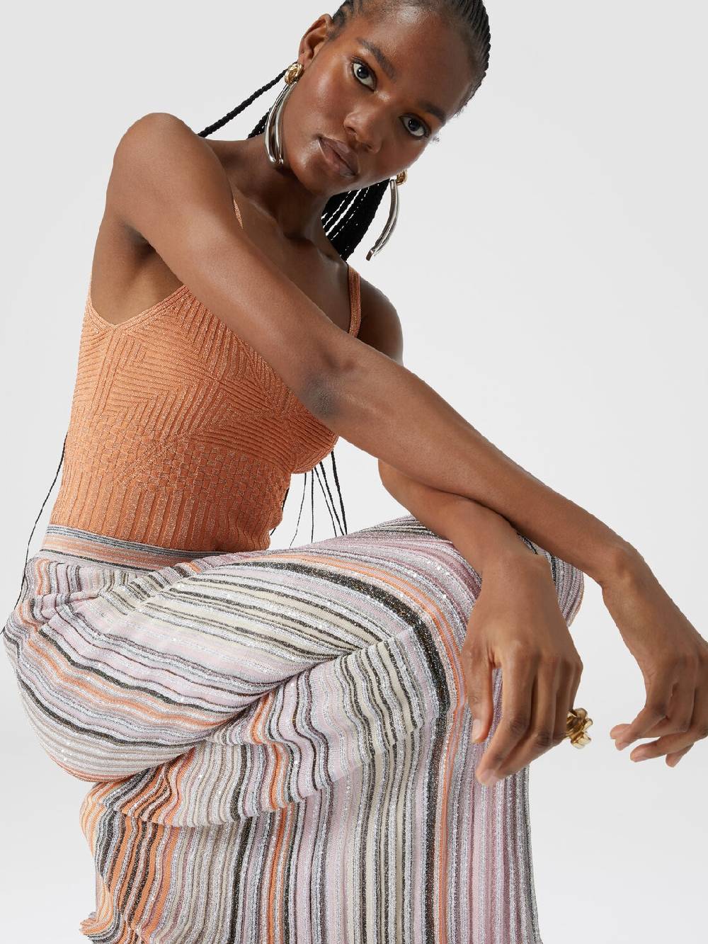 Missoni Gonna lunga parzializzata a costine con paillettes Negozio
