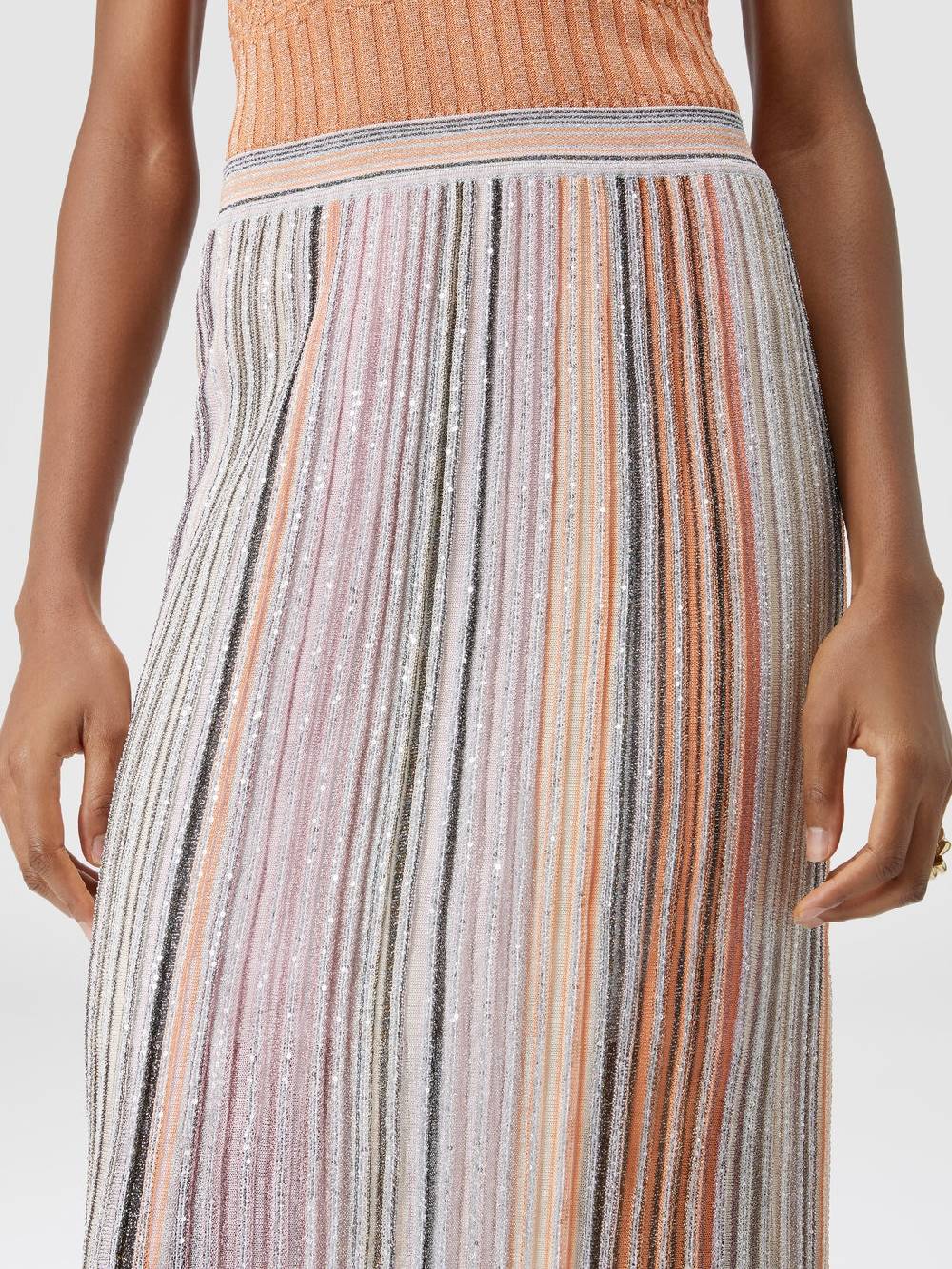 Missoni Gonna lunga parzializzata a costine con paillettes Negozio