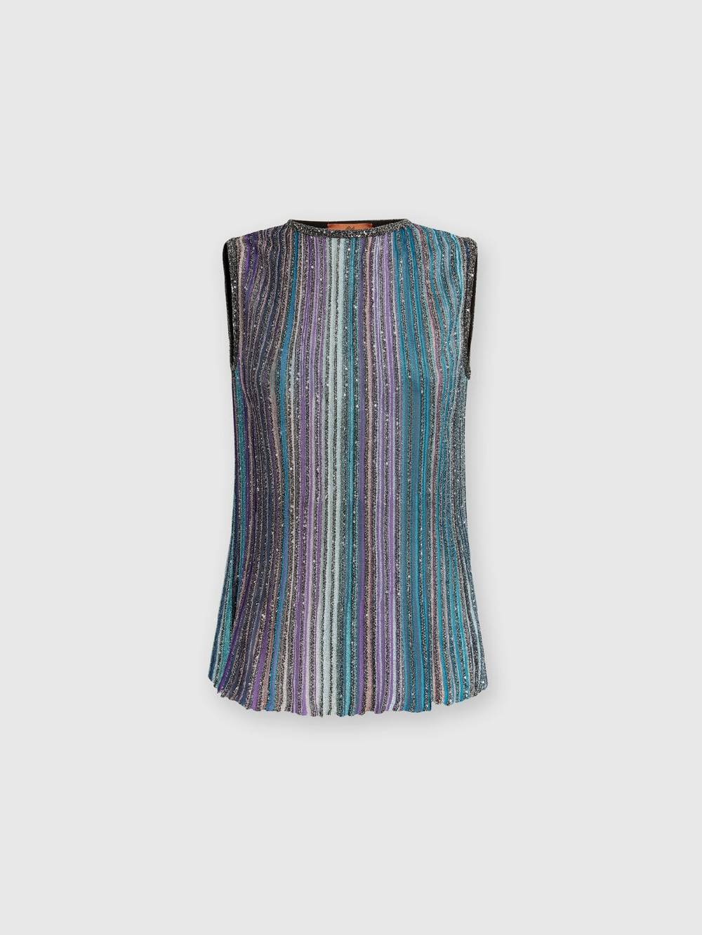 Missoni Top senza maniche svasato a costine con paillettes In Saldo