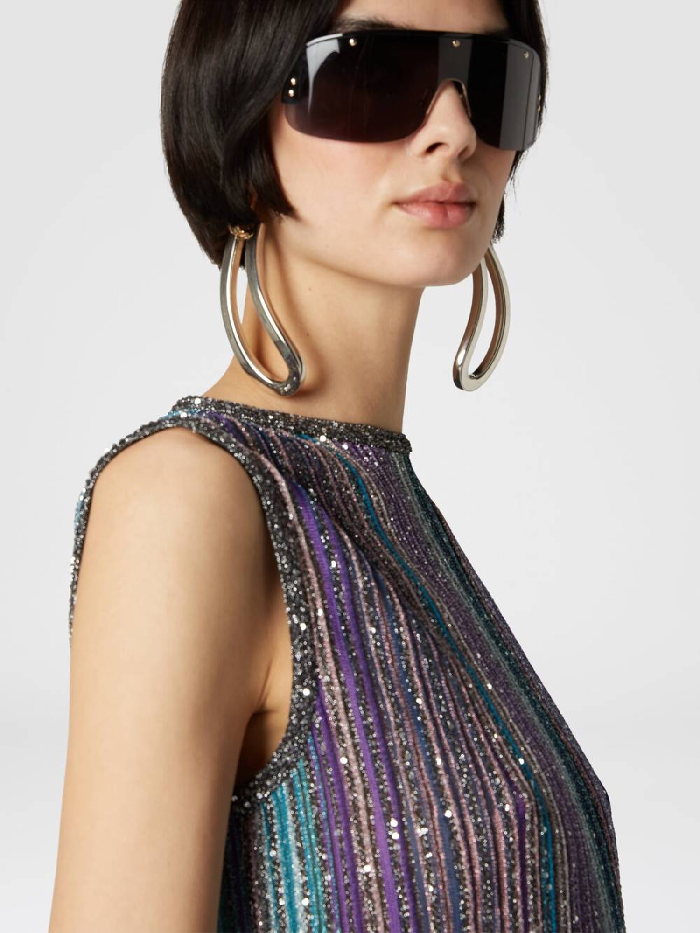 Missoni Top senza maniche svasato a costine con paillettes In Saldo