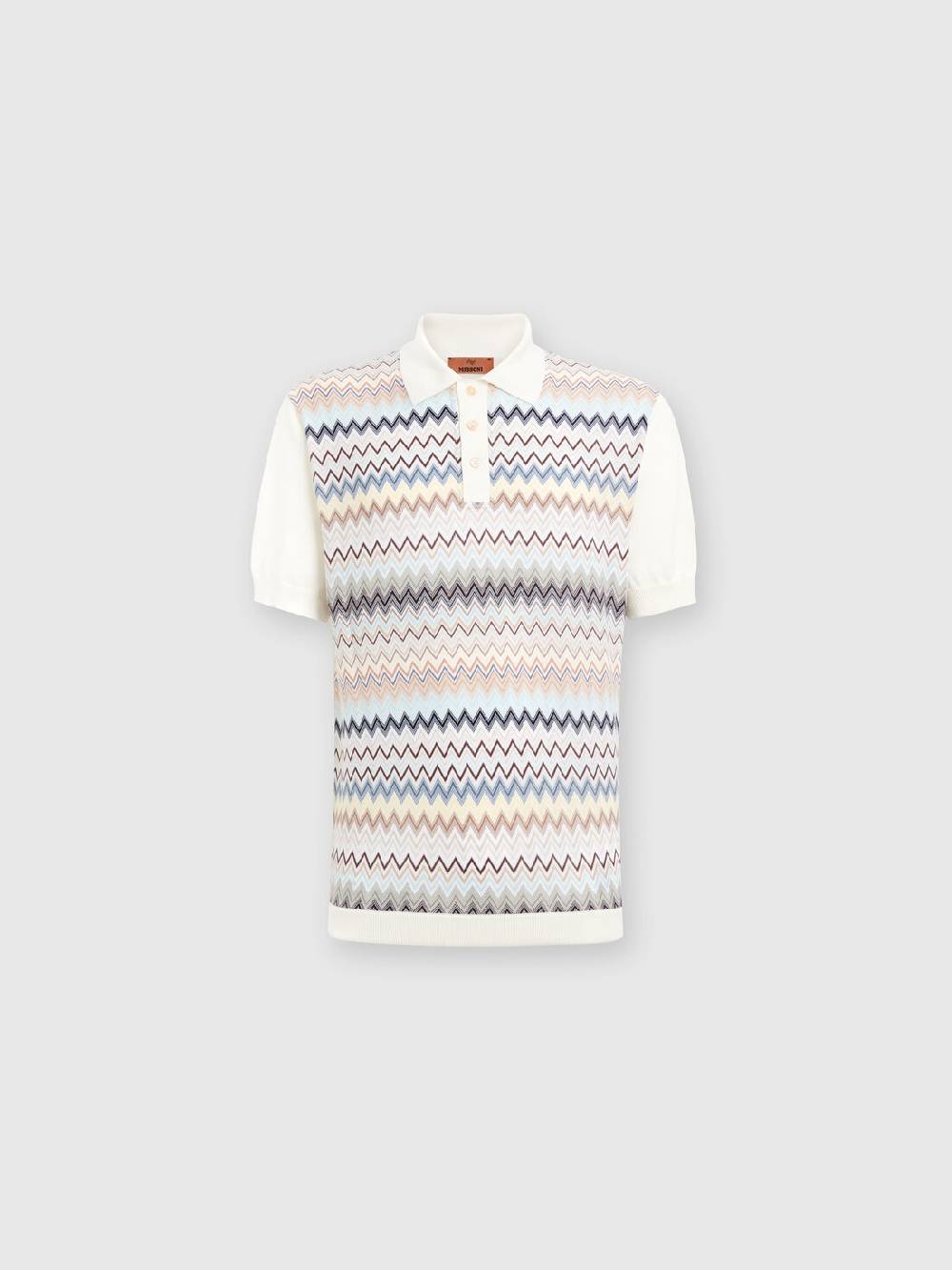 Missoni Polo in maglia di cotone zig zag con inserti tinta unita Fornitura limitata