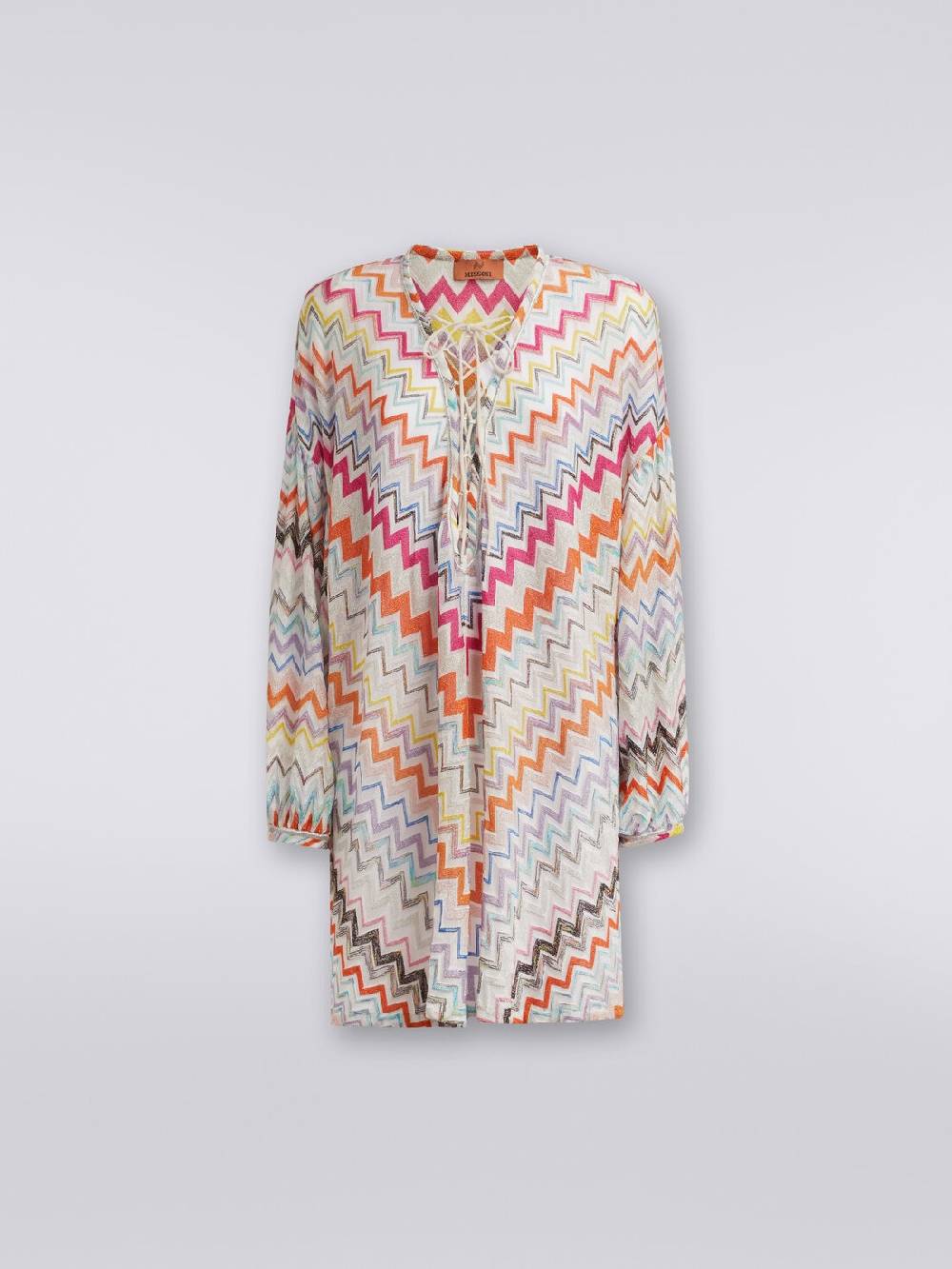 Missoni Caftano copricostume corto con motivo zig zag e lurex Vendita calda