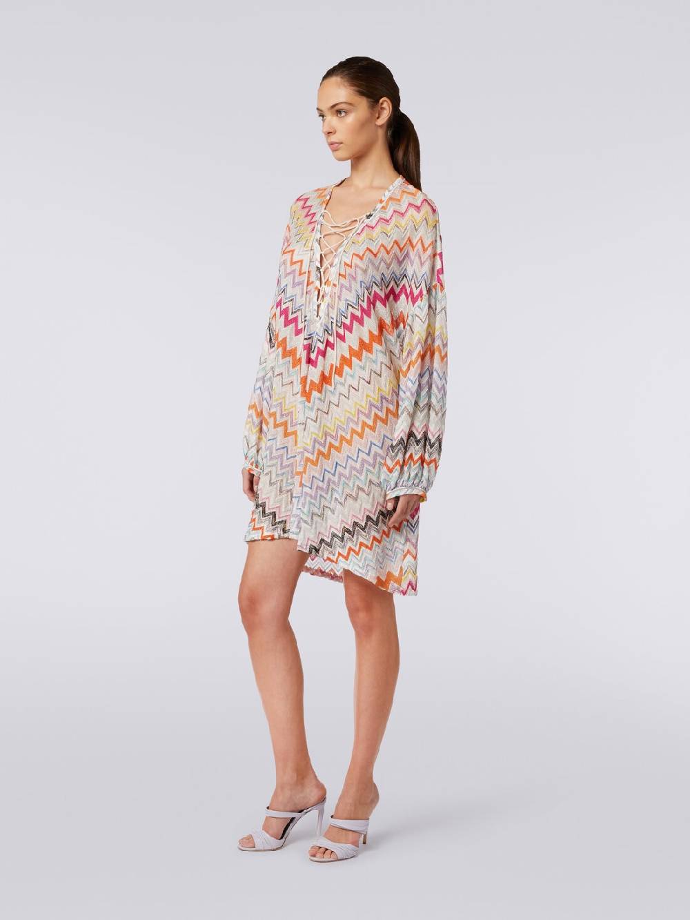 Missoni Caftano copricostume corto con motivo zig zag e lurex Vendita calda