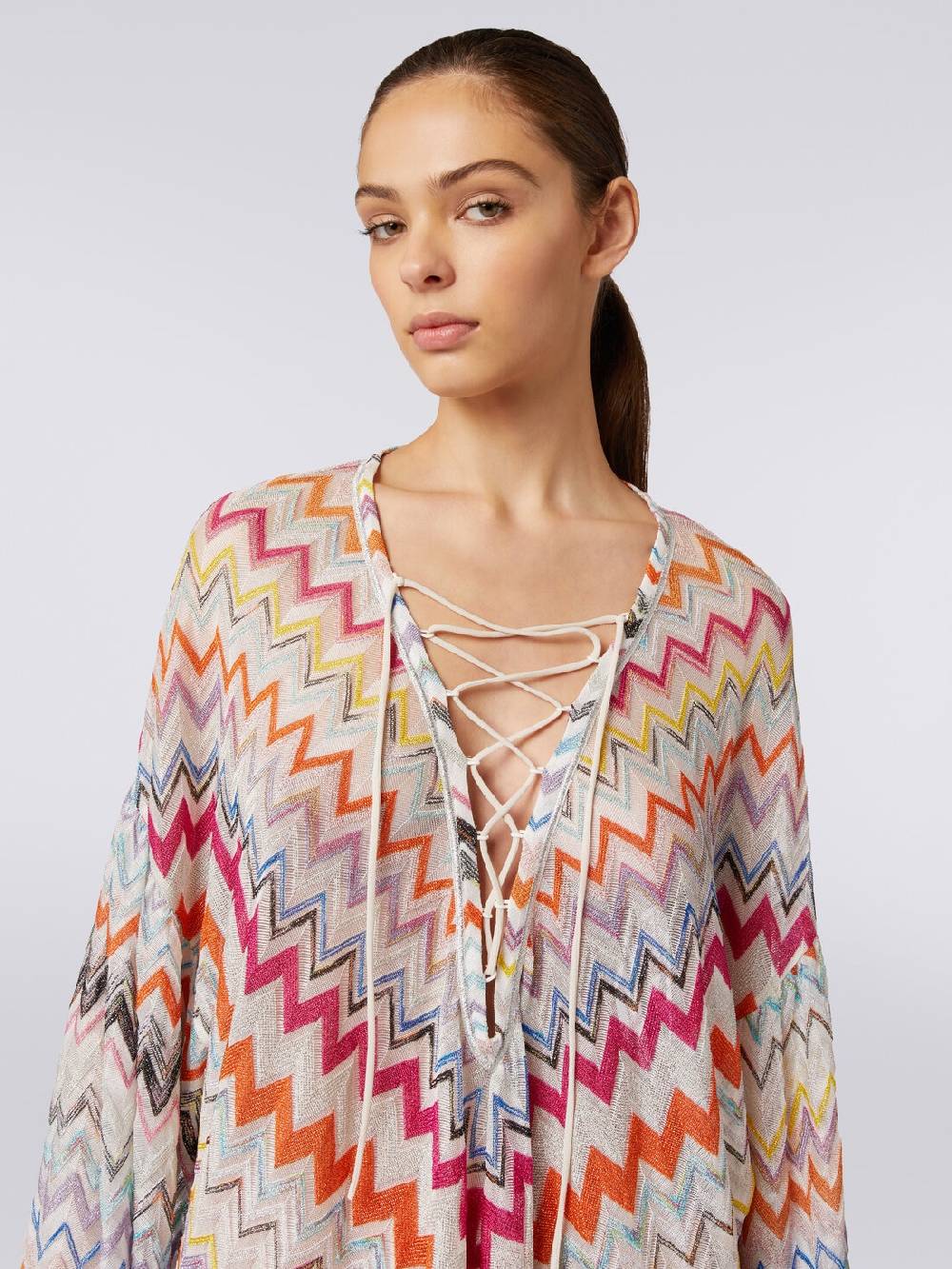 Missoni Caftano copricostume corto con motivo zig zag e lurex Vendita calda
