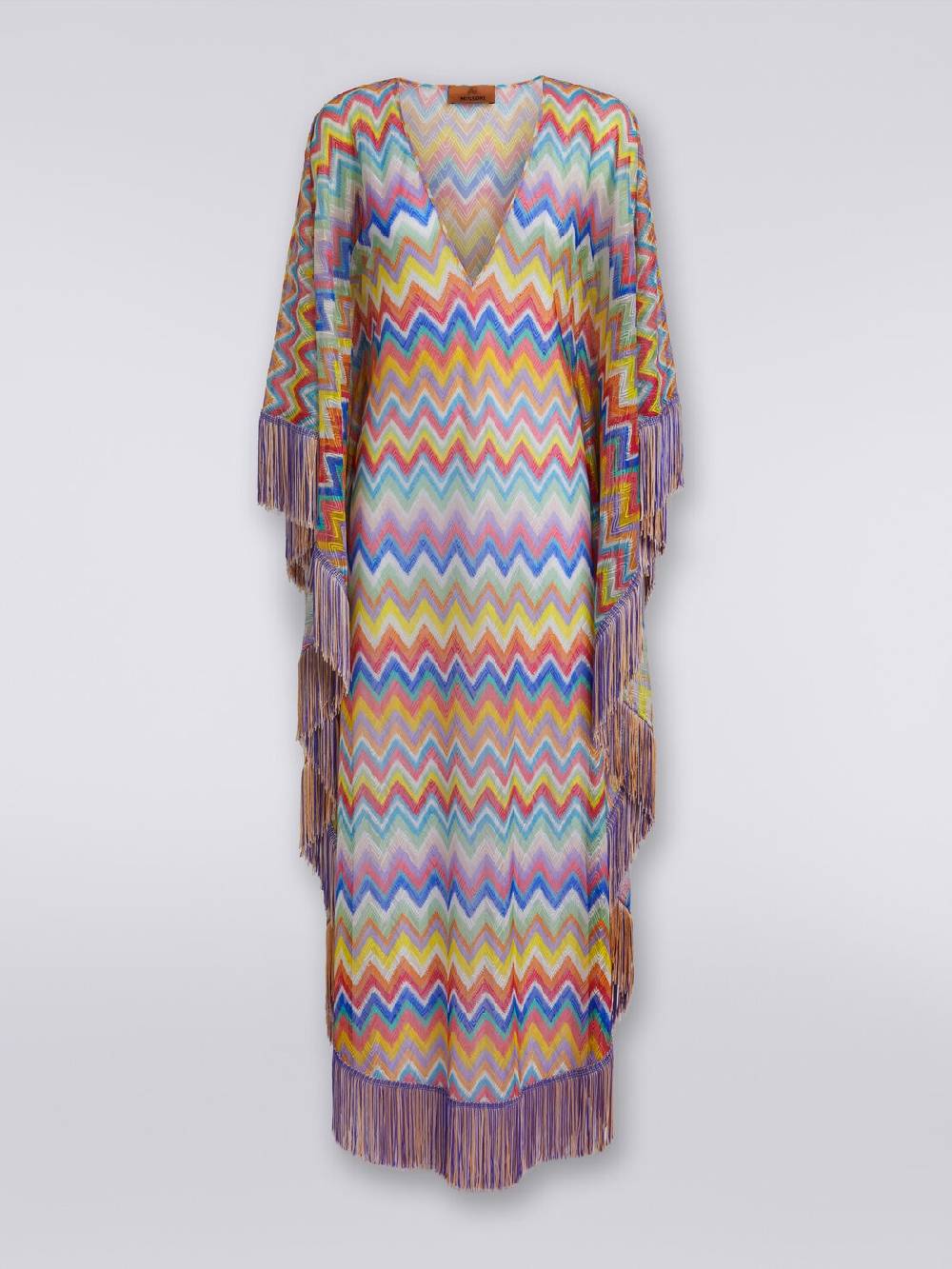 Missoni Caftano copricostume lungo stampa zig zag con frange Latest fashion