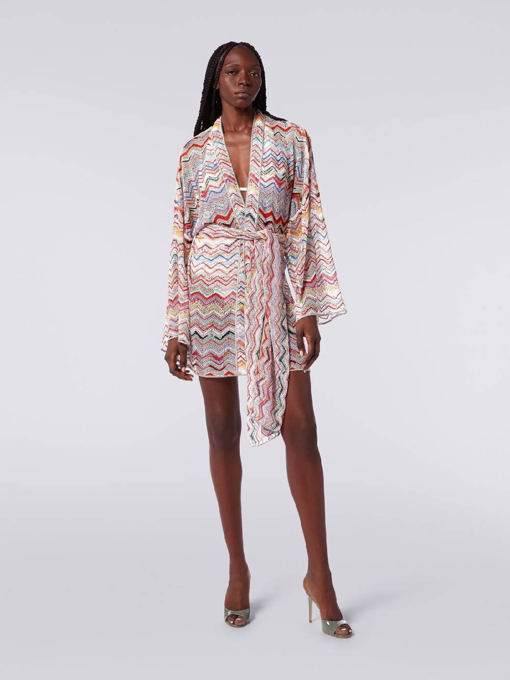 Missoni Copricostume a vestaglia in crochet zig zag con lurex Offerta temporanea