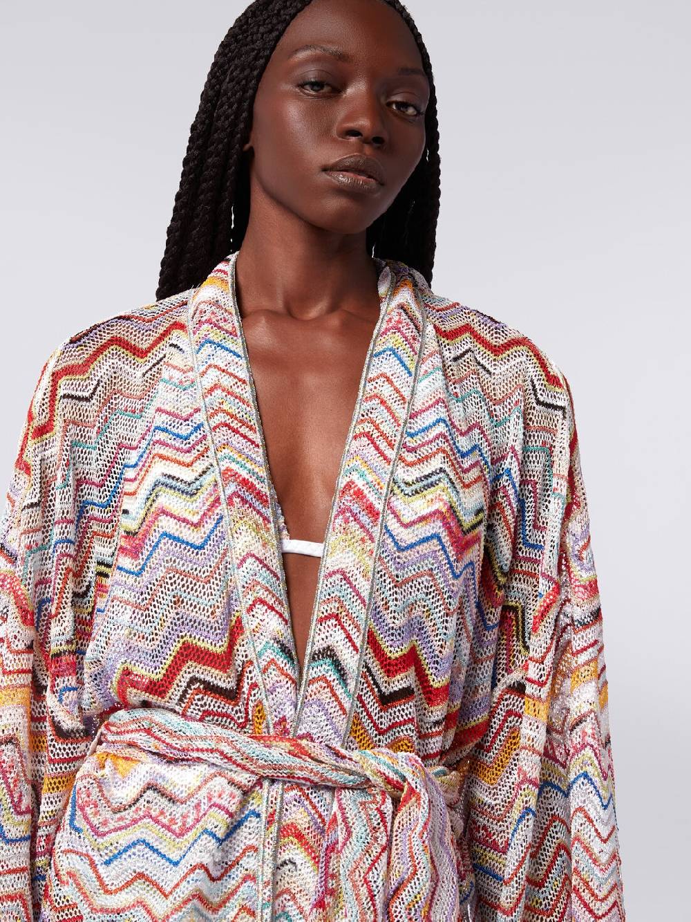 Missoni Copricostume a vestaglia in crochet zig zag con lurex Offerta temporanea