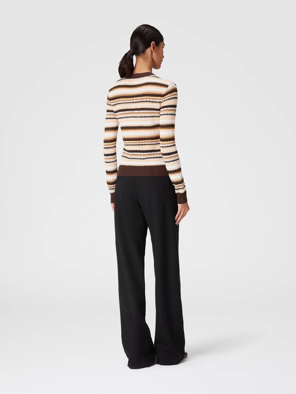 Missoni Pullover girocollo in lana e viscosa a righe Offerte stagionali