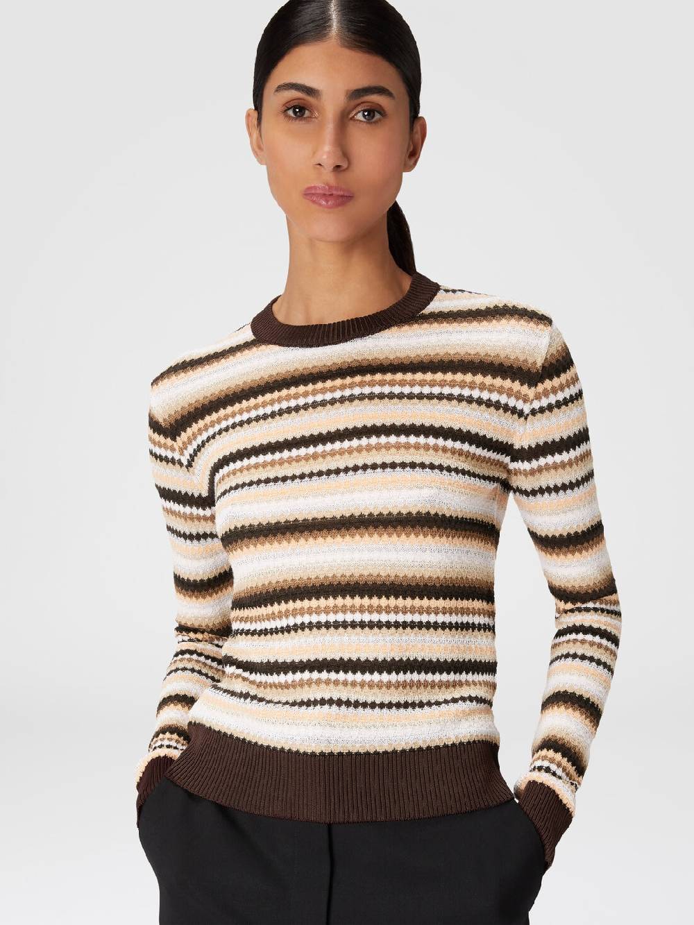 Missoni Pullover girocollo in lana e viscosa a righe Offerte stagionali