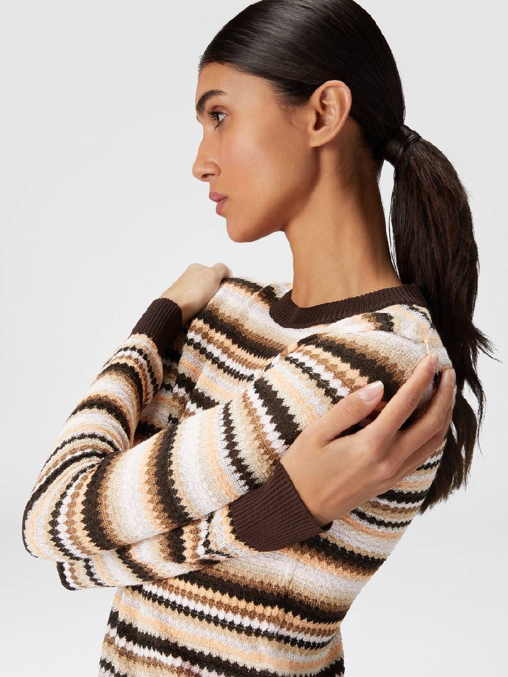 Missoni Pullover girocollo in lana e viscosa a righe Offerte stagionali