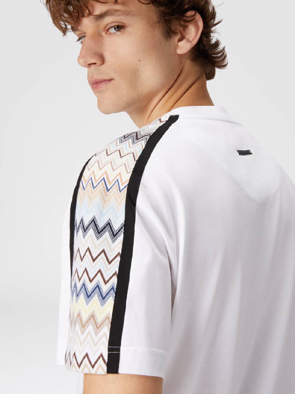 Missoni T-shirt in jersey di cotone con inserti zig zag Offerte speciali