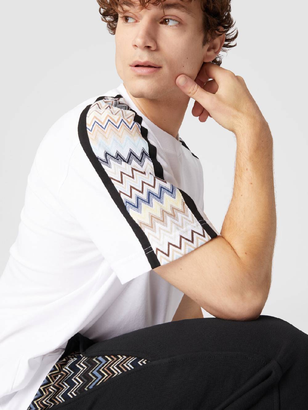 Missoni T-shirt in jersey di cotone con inserti zig zag Offerte speciali