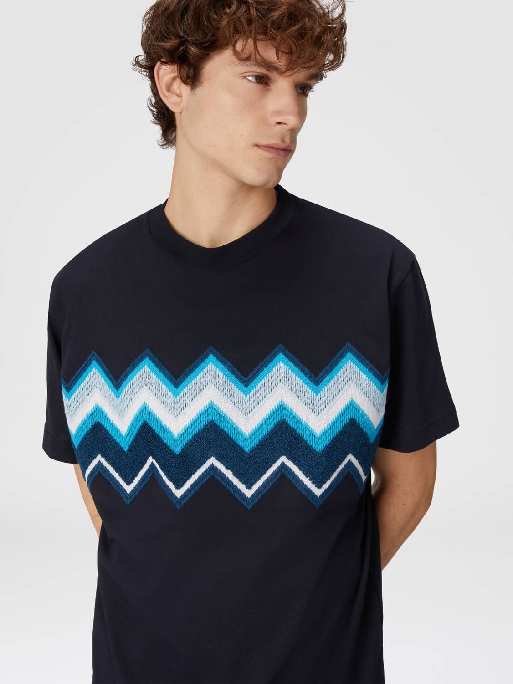 Missoni T-shirt in jersey di cotone con ricamo zig zag Enormi risparmi