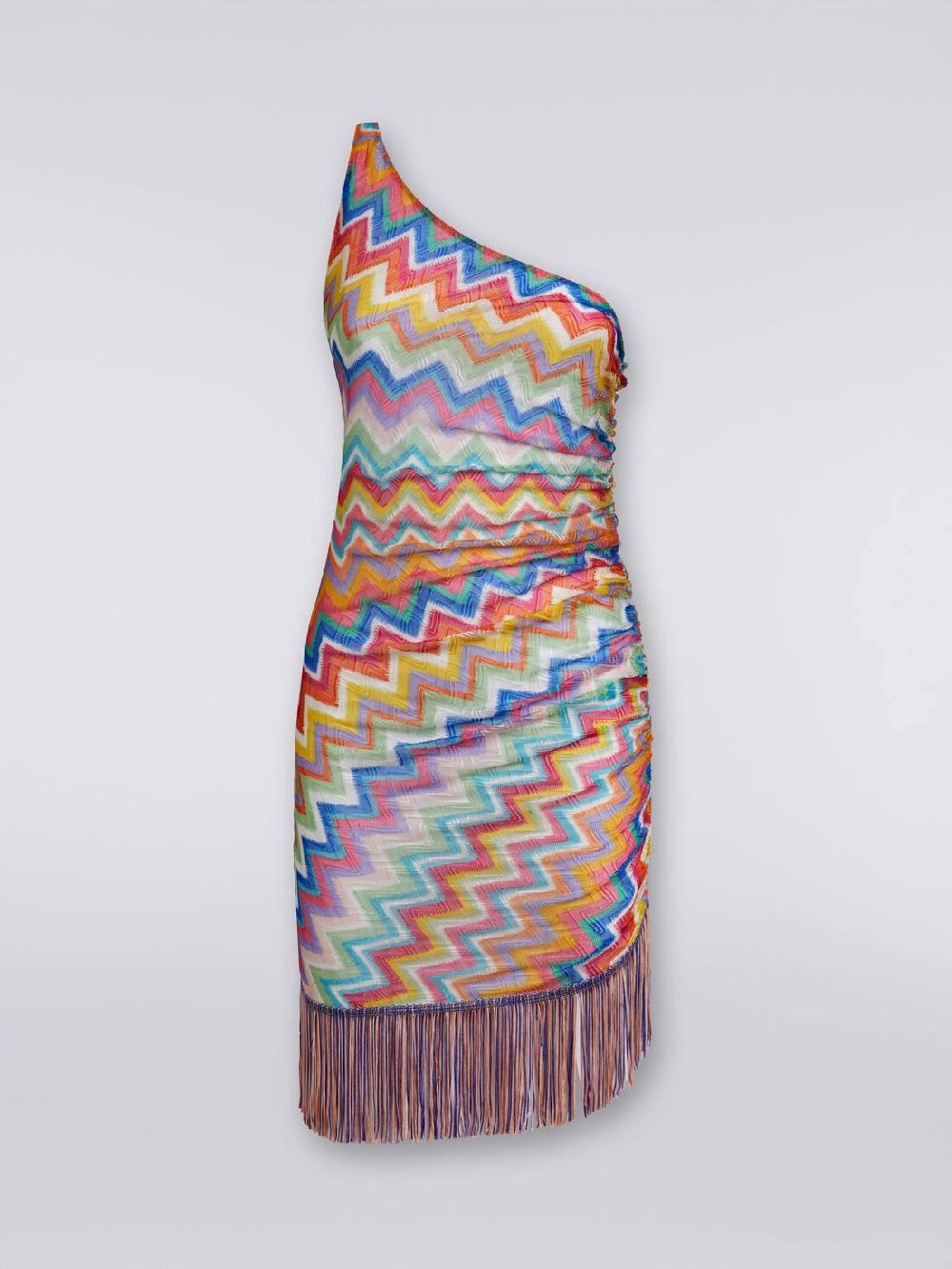 Missoni Copricostume corto monospalla con frange e arricciatura laterale Prezzo basso