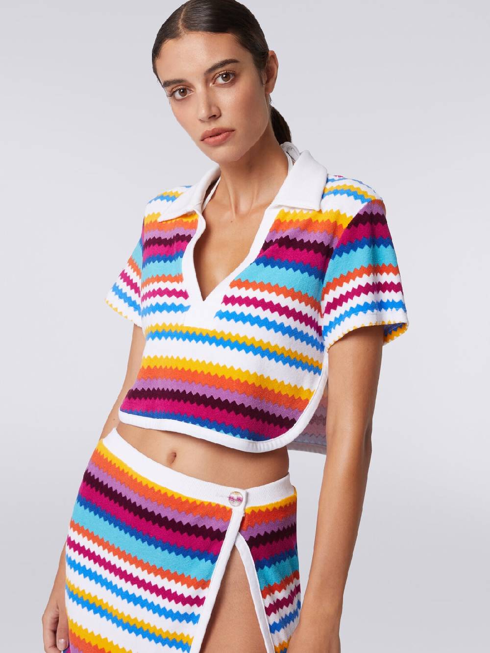 Missoni Crop top modello polo in spugna zig zag Offerta settimanale