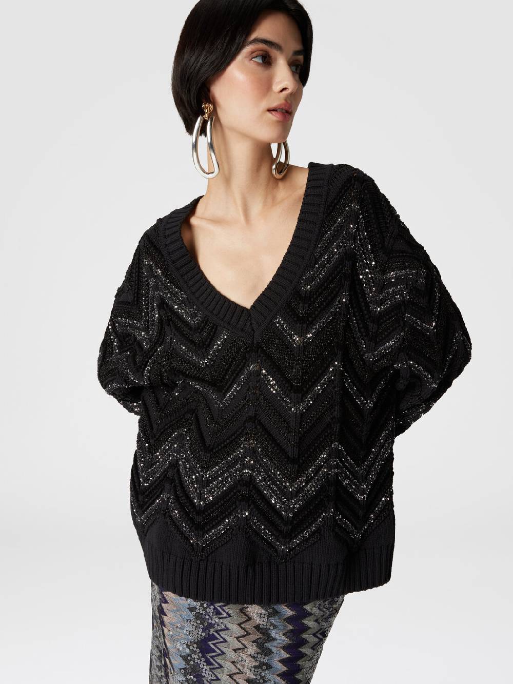 Missoni Pullover oversize con motivo zig zag e paillettes Ultimo giorno