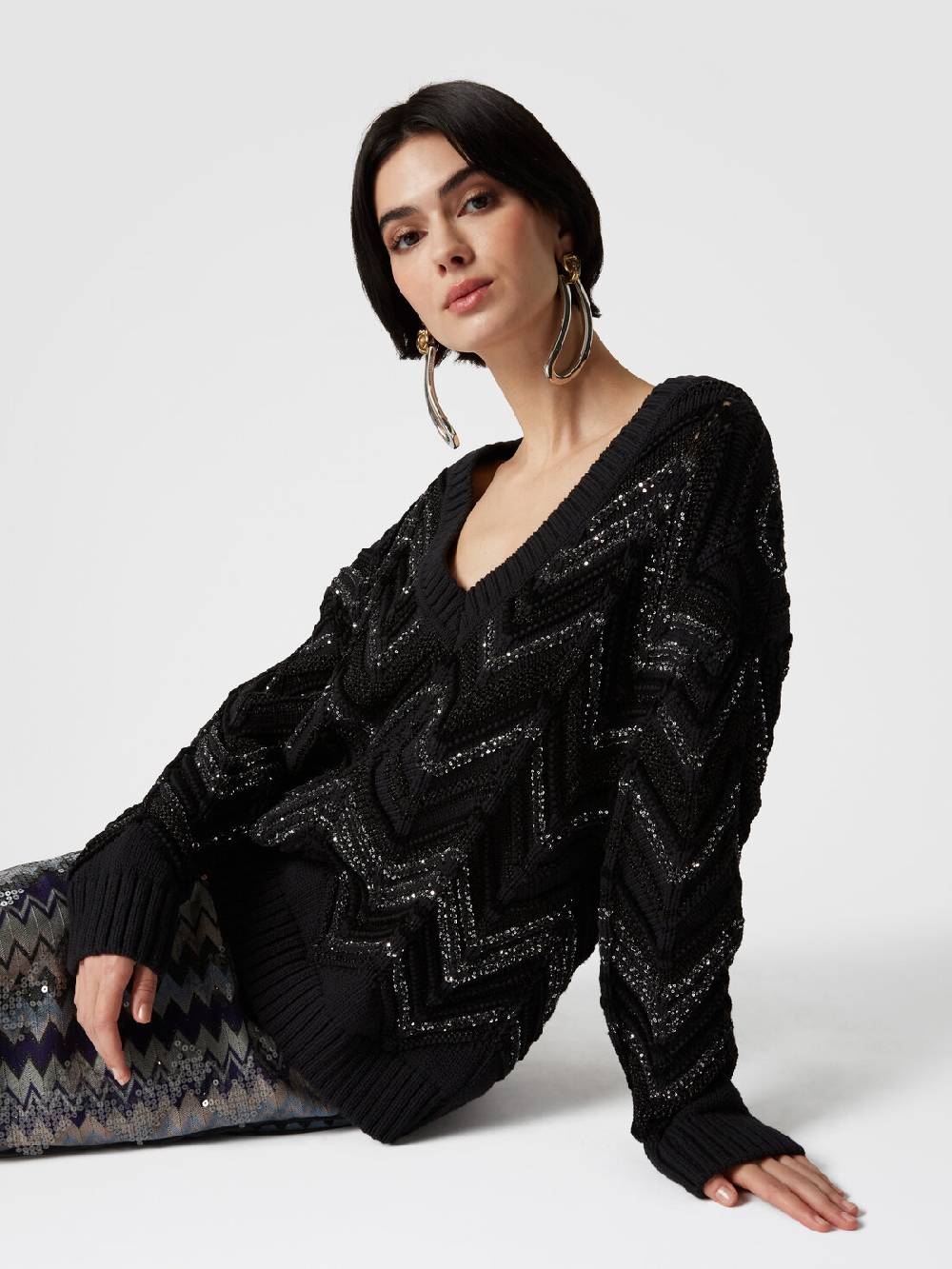 Missoni Pullover oversize con motivo zig zag e paillettes Ultimo giorno