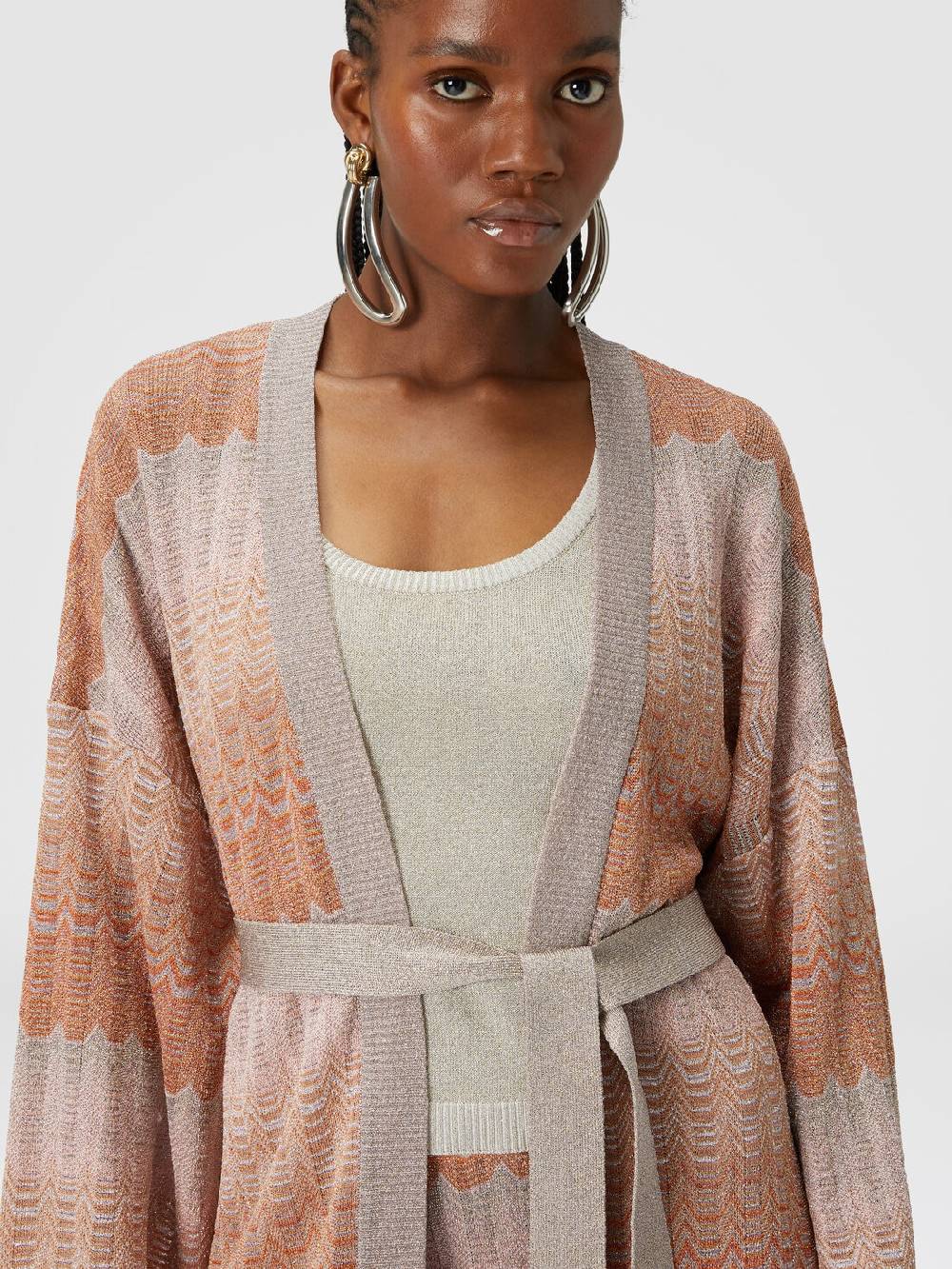 Missoni Cardigan con motivo greca zig zag e cintura Promozione temporanea