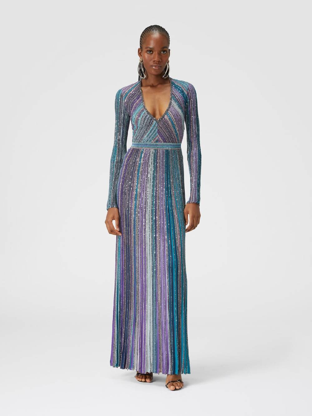 Missoni Abito lungo in maglia plissée lamé Fino al 60% di sconto