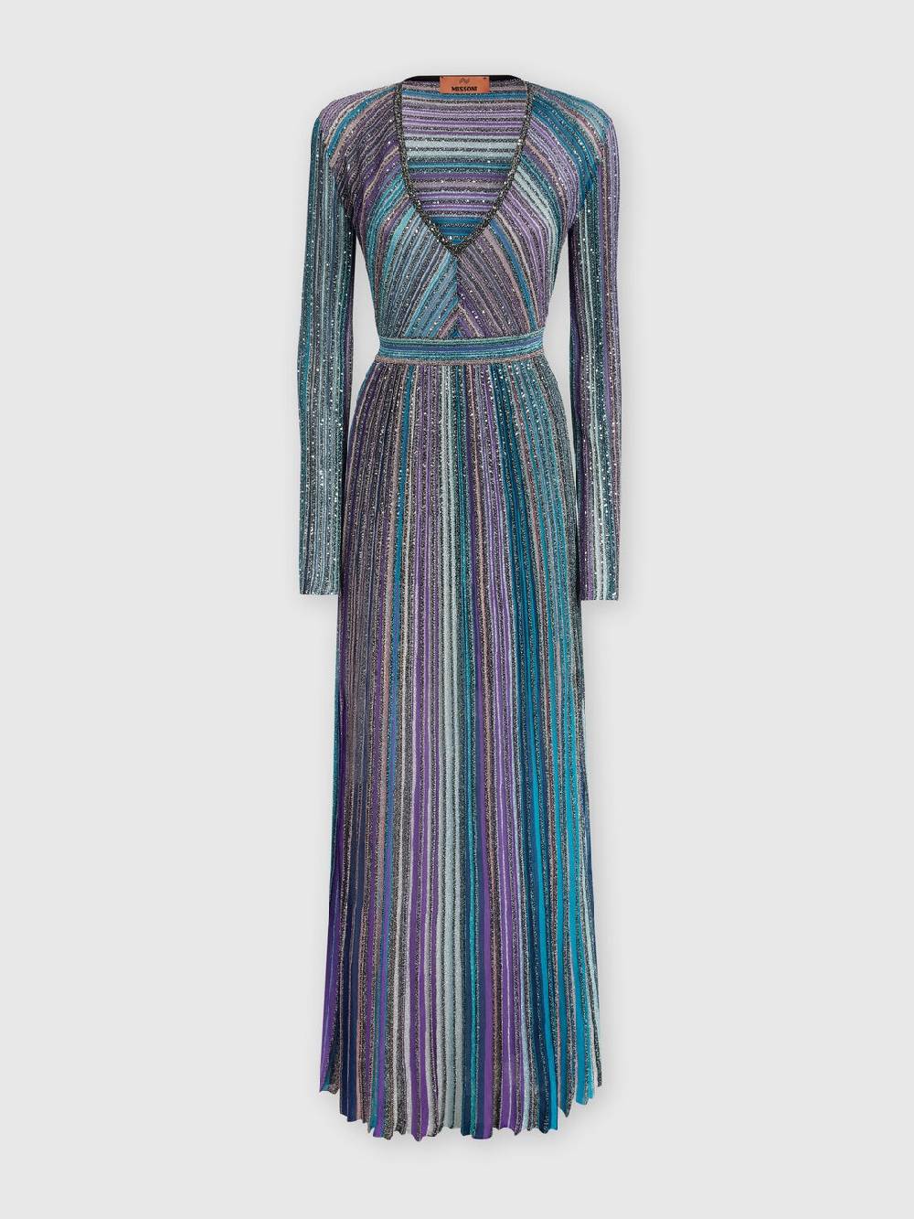 Missoni Abito lungo in maglia plissée lamé Fino al 60% di sconto