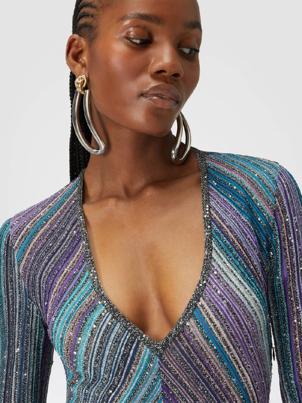 Missoni Abito lungo in maglia plissée lamé Fino al 60% di sconto