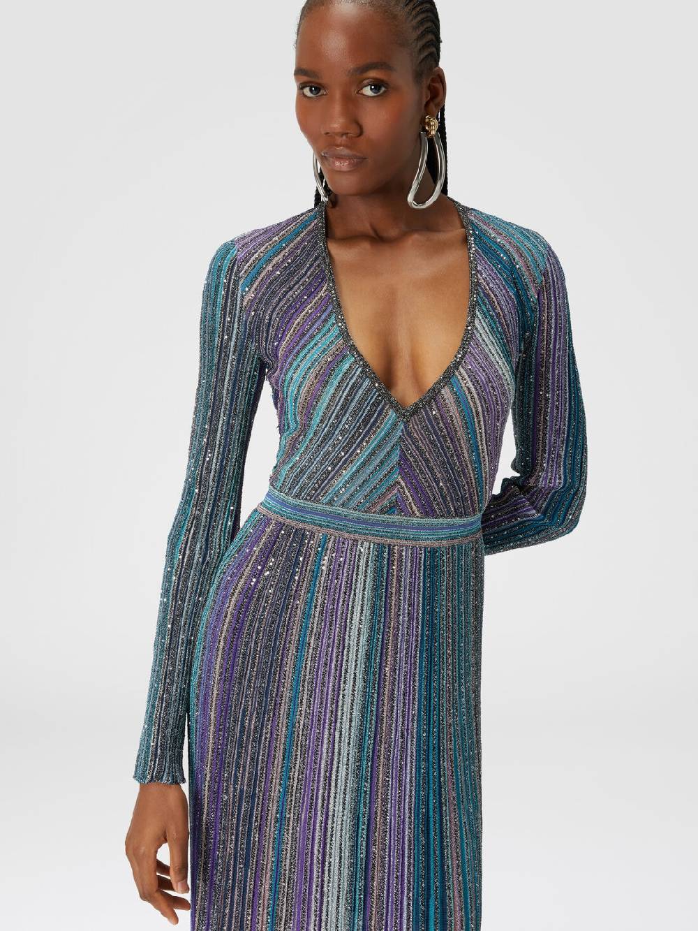 Missoni Abito lungo in maglia plissée lamé Fino al 60% di sconto