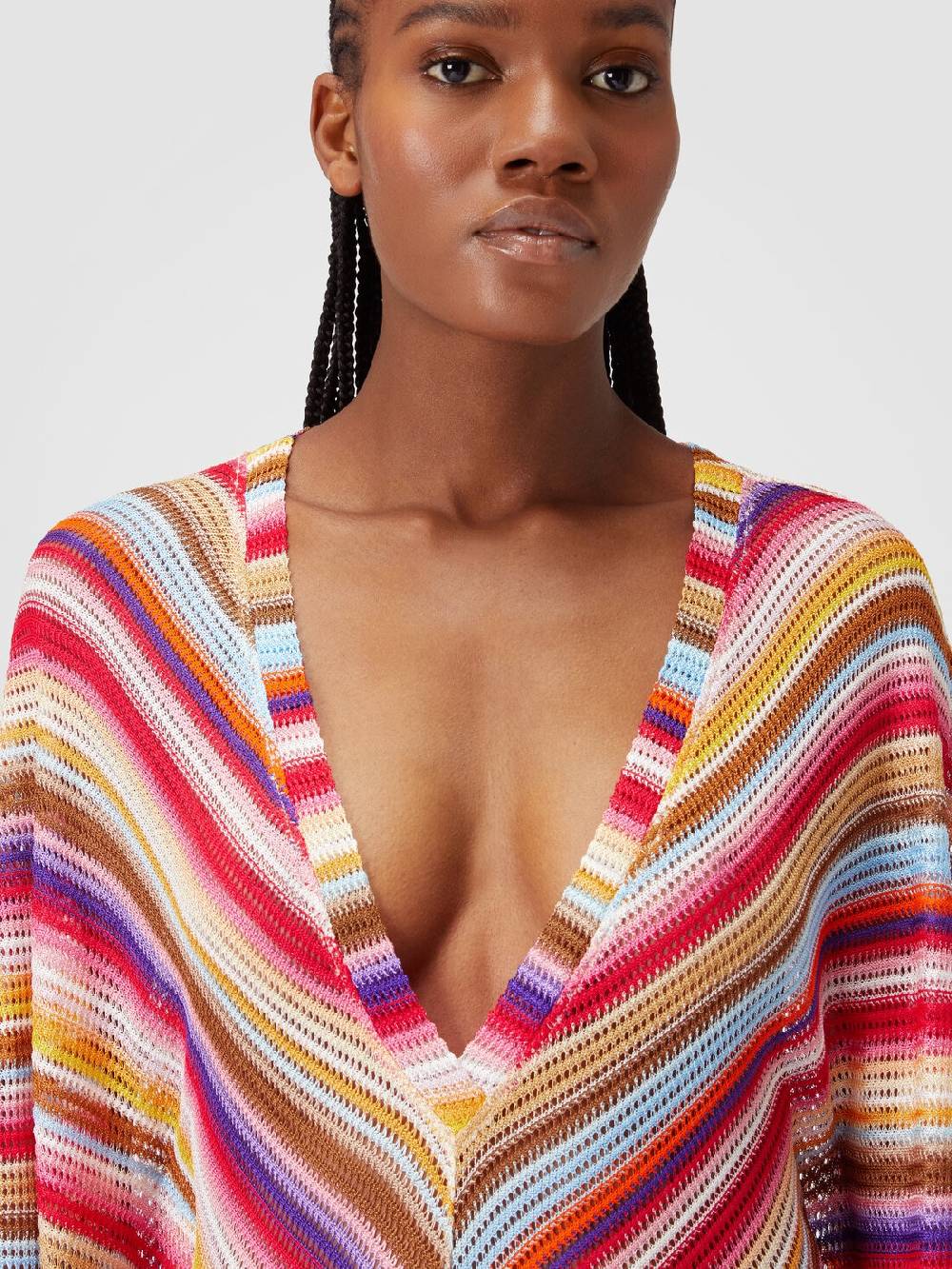 Missoni Caftano copricostume lungo in crochet rigato Trasporto libero internazionale