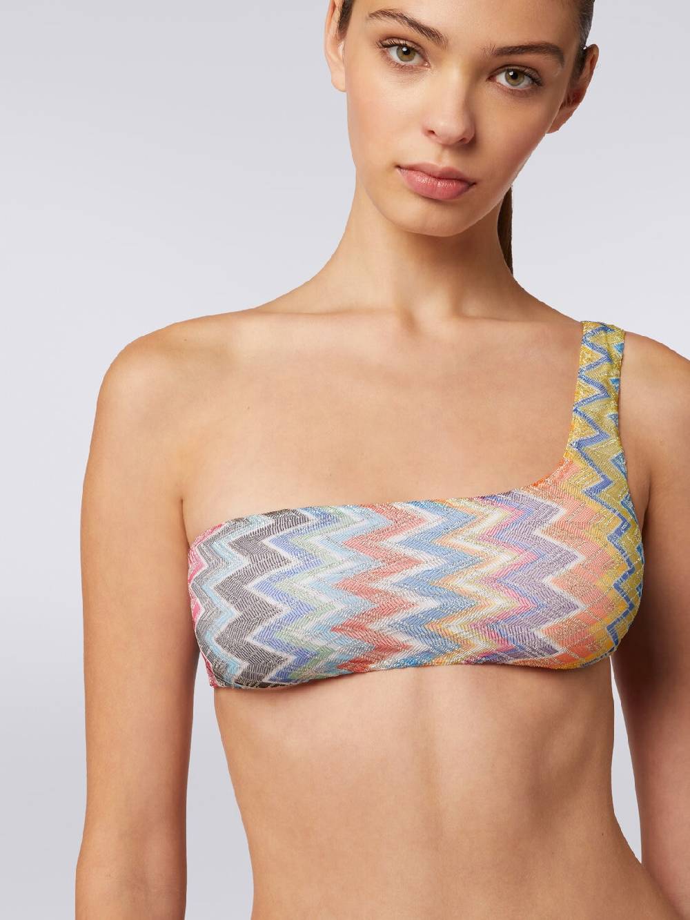 Missoni Bikini monospalla in viscosa zig zag con lurex Officina