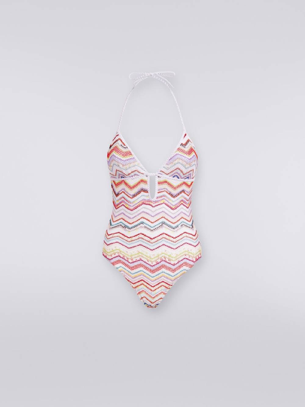 Missoni Costume intero in crochet zig zag con lurex In vendita
