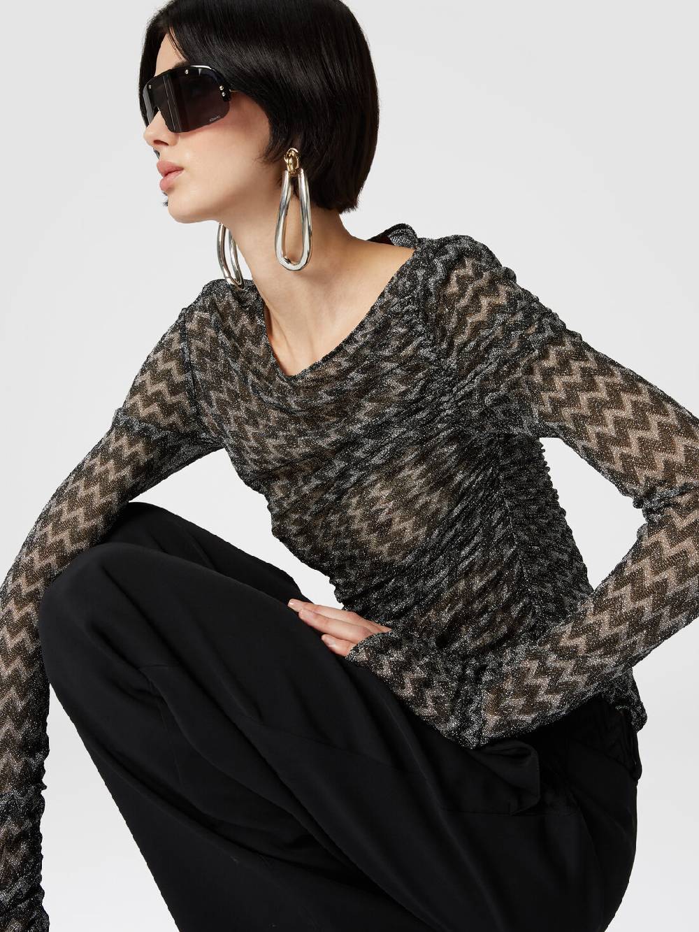 Missoni Pantaloni classici in viscosa con inserto chevron 50% di sconto per tempo limitato