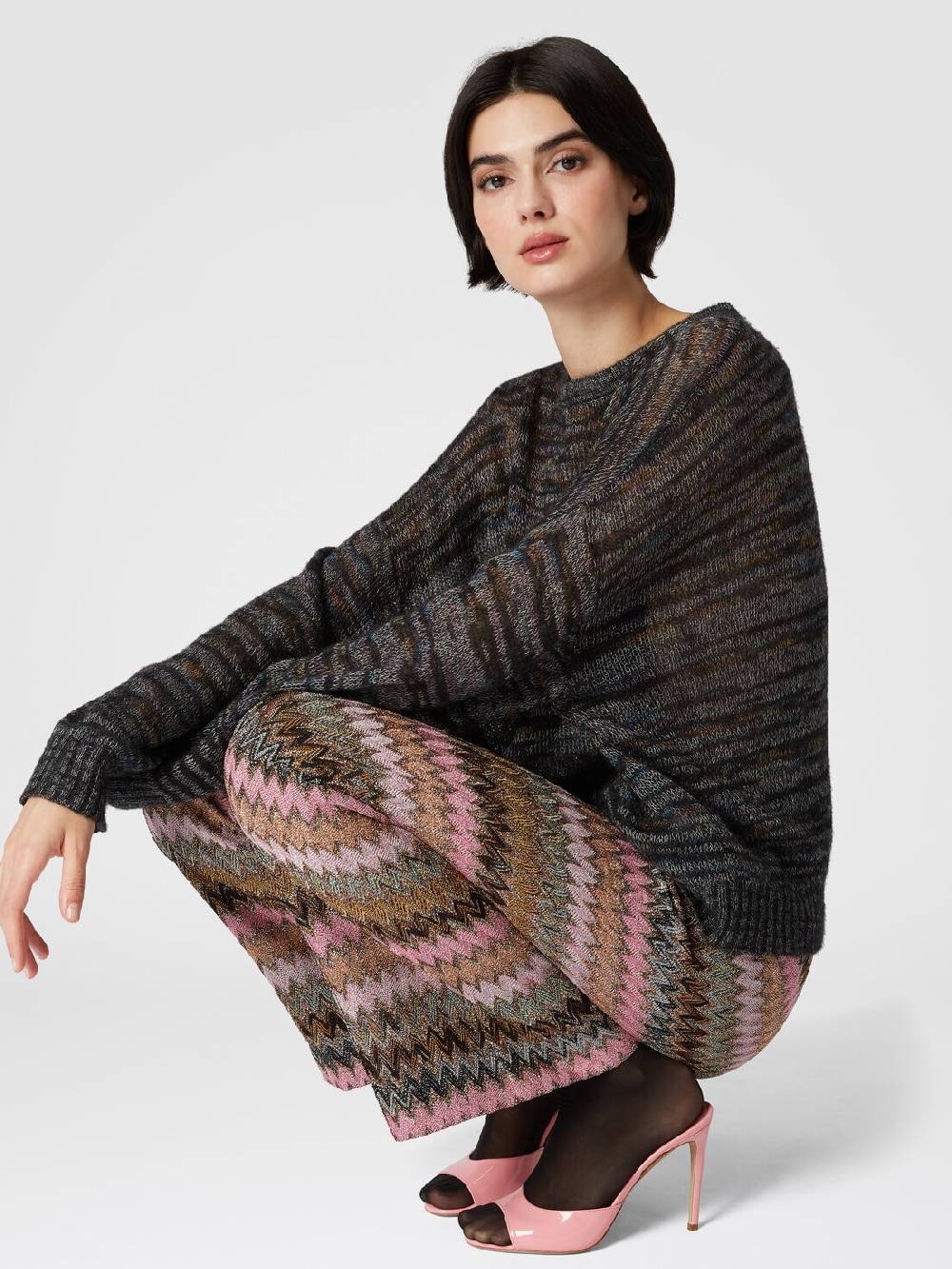 Missoni Pantaloni crop in misto viscosa zig zag lamé Sconti questo mese