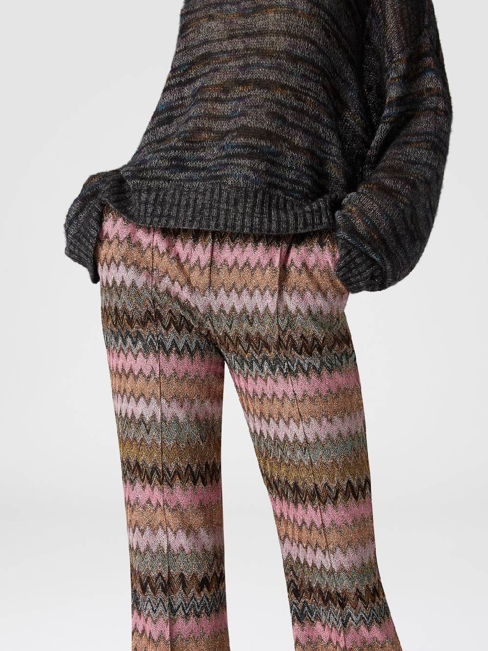 Missoni Pantaloni crop in misto viscosa zig zag lamé Sconti questo mese