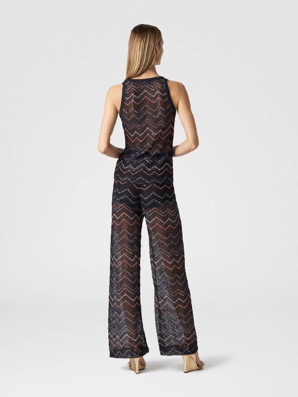 Missoni Pantaloni in maglia zig zag con lurex e paillettes 2025