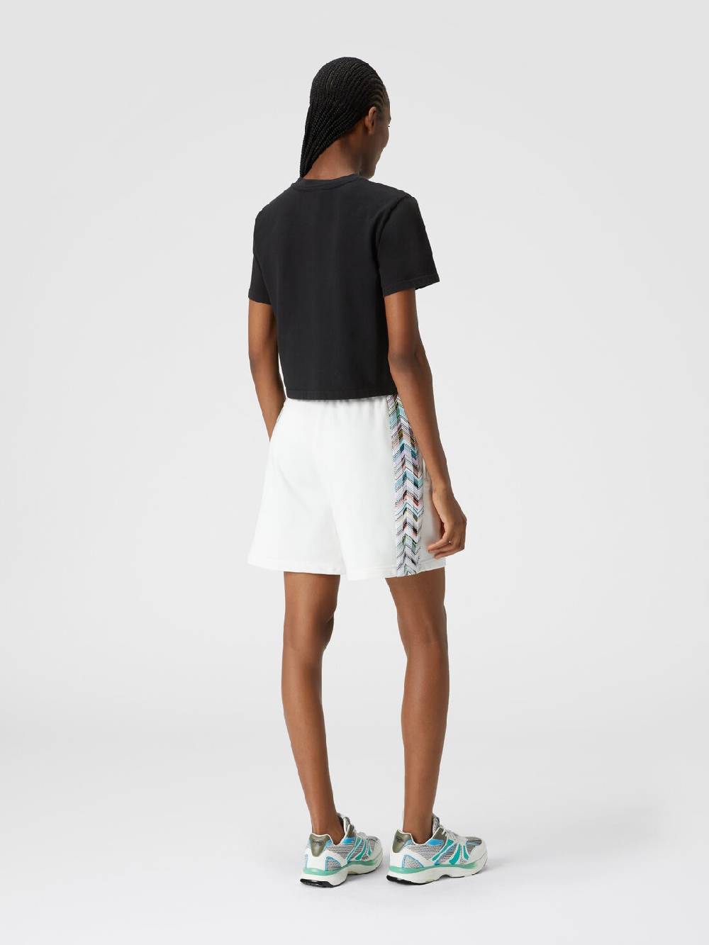 Missoni Shorts in felpa di cotone con logo e bande laterali in maglia Italy