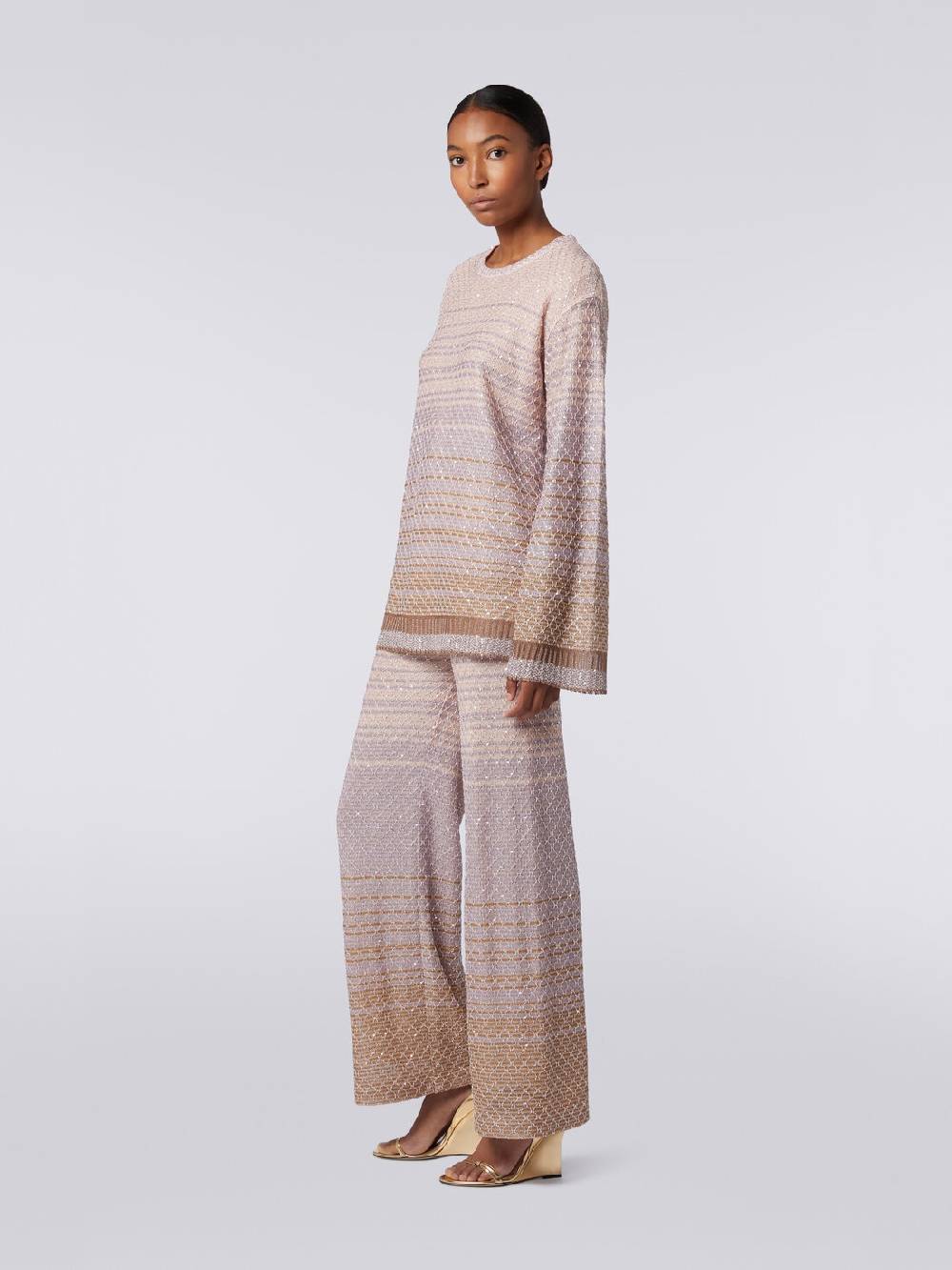 Missoni Pantaloni in maglia dégradé con paillettes In Linea